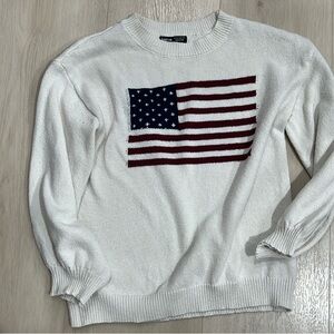 White Sweater with American Flag Design